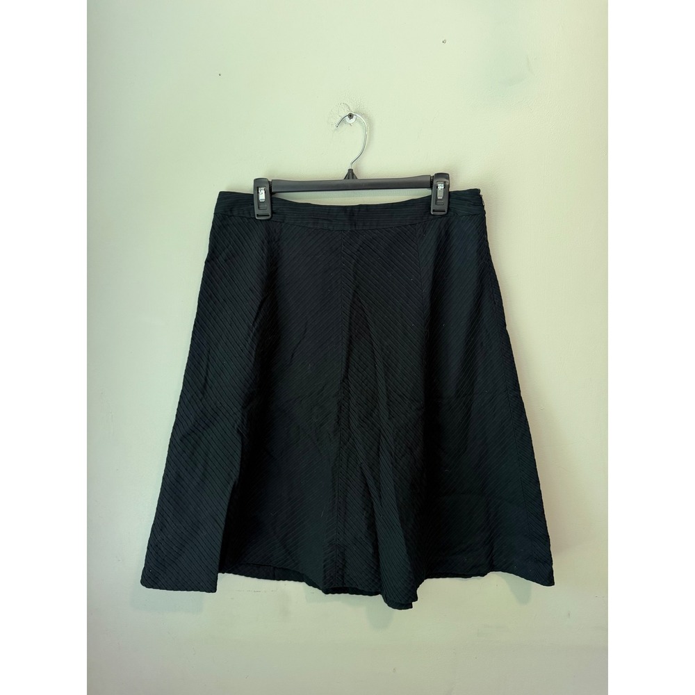 Banana Republic Black Cotton Ribbed A-Line Skirt Size 10 Lined Textured 2143